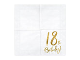 White & Gold 18th Birthday Napkins 20pk